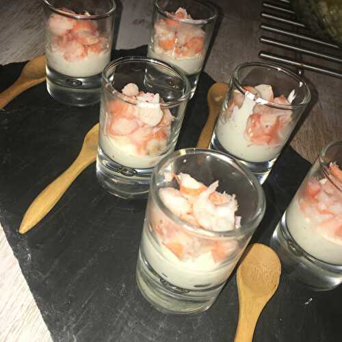 Verrine de Boursin fromage blanc crevettes