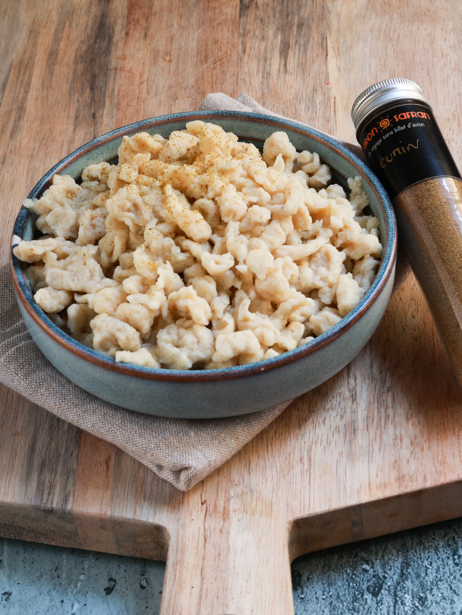 Spätzles au cumin et crème de munster