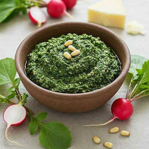 Pesto de fanes de radis