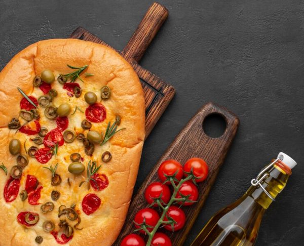 Foccacia aux tomates et olives