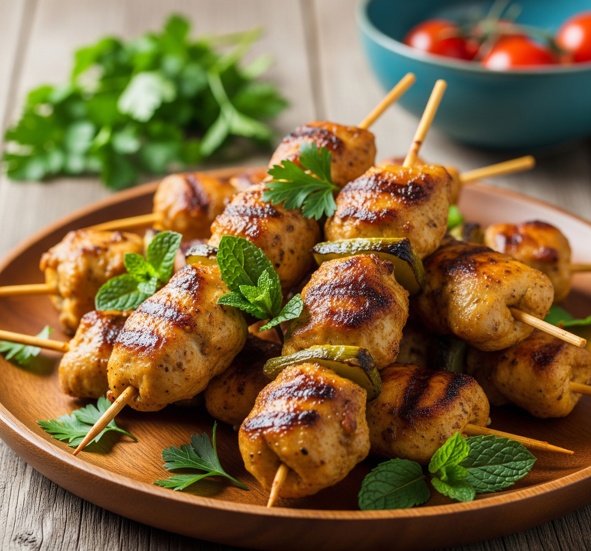 Brochettes de poulet mariné aux épices
