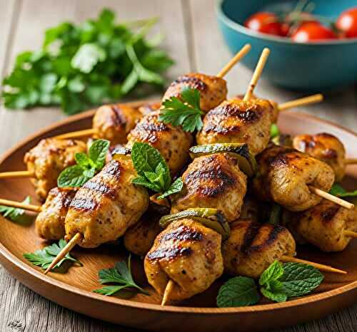 Brochettes de poulet mariné aux épices
