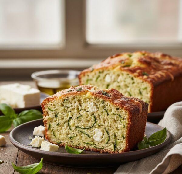 Cake à la courgette, féta et basilic