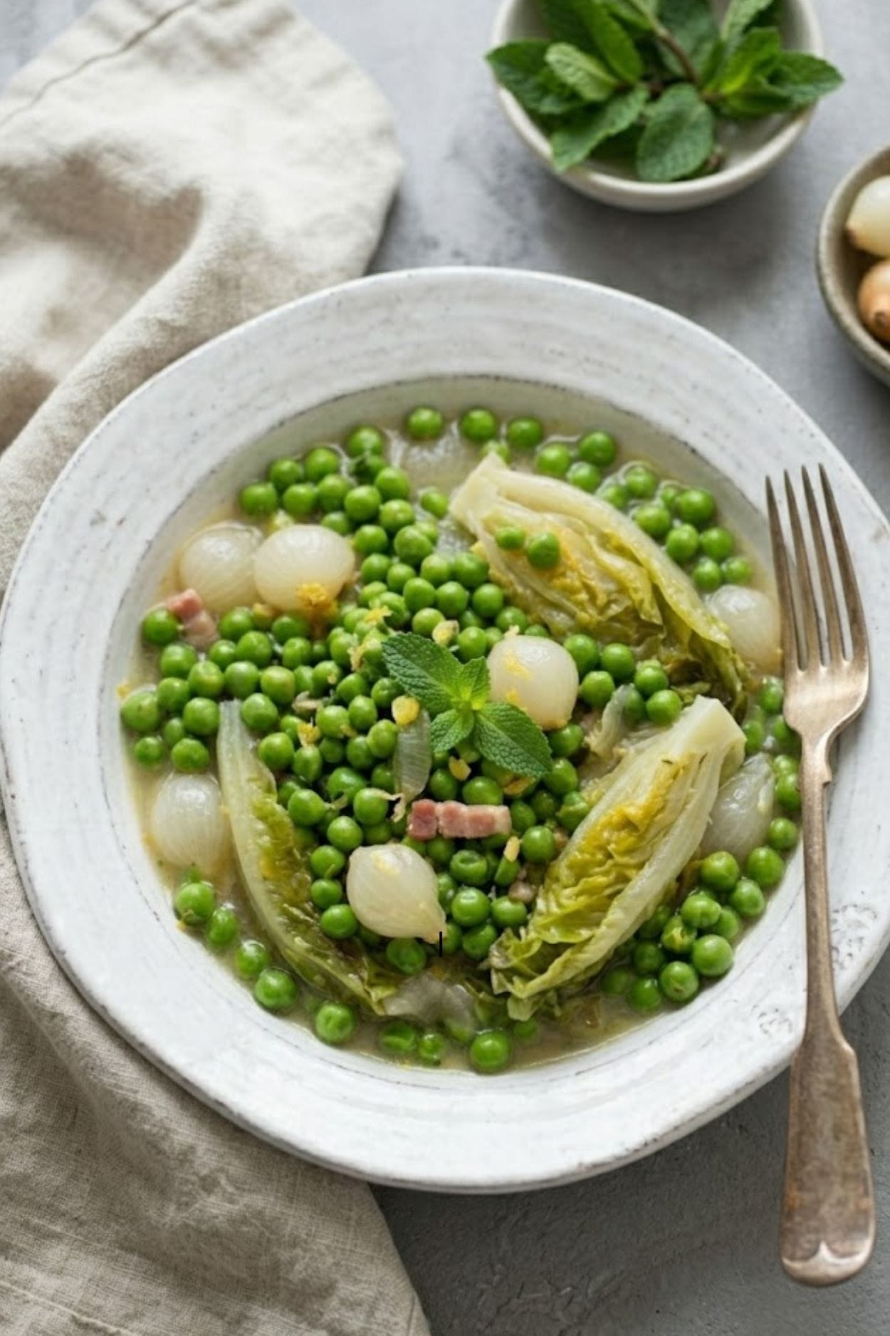 Petit pois à la française aux lardons et oignons