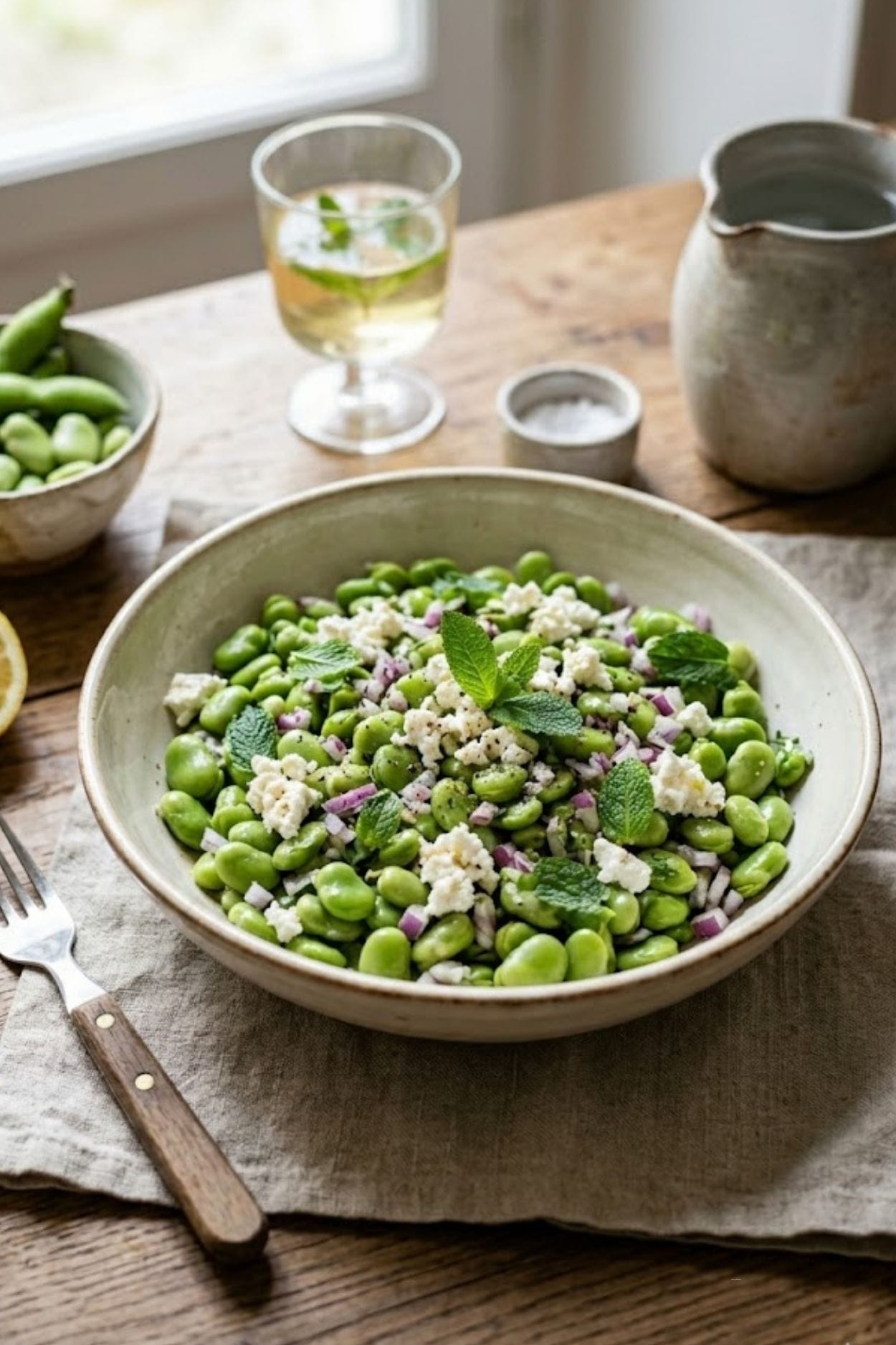 Salade de fèves fraîches à la feta : l’explosion de fraîcheur prête en un clin d’œil !