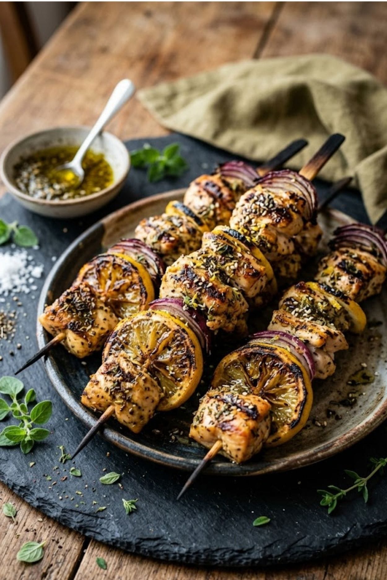 Brochettes de poulet au zaatar et citron grillés: La recette qui va révolutionner vos barbecues.