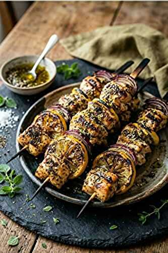 Brochettes de poulet au zaatar et citron grillés: La recette qui va révolutionner vos barbecues.