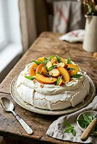 Pavlova aux pêches et verveine : le dessert nuage qui va faire sensation sur votre table