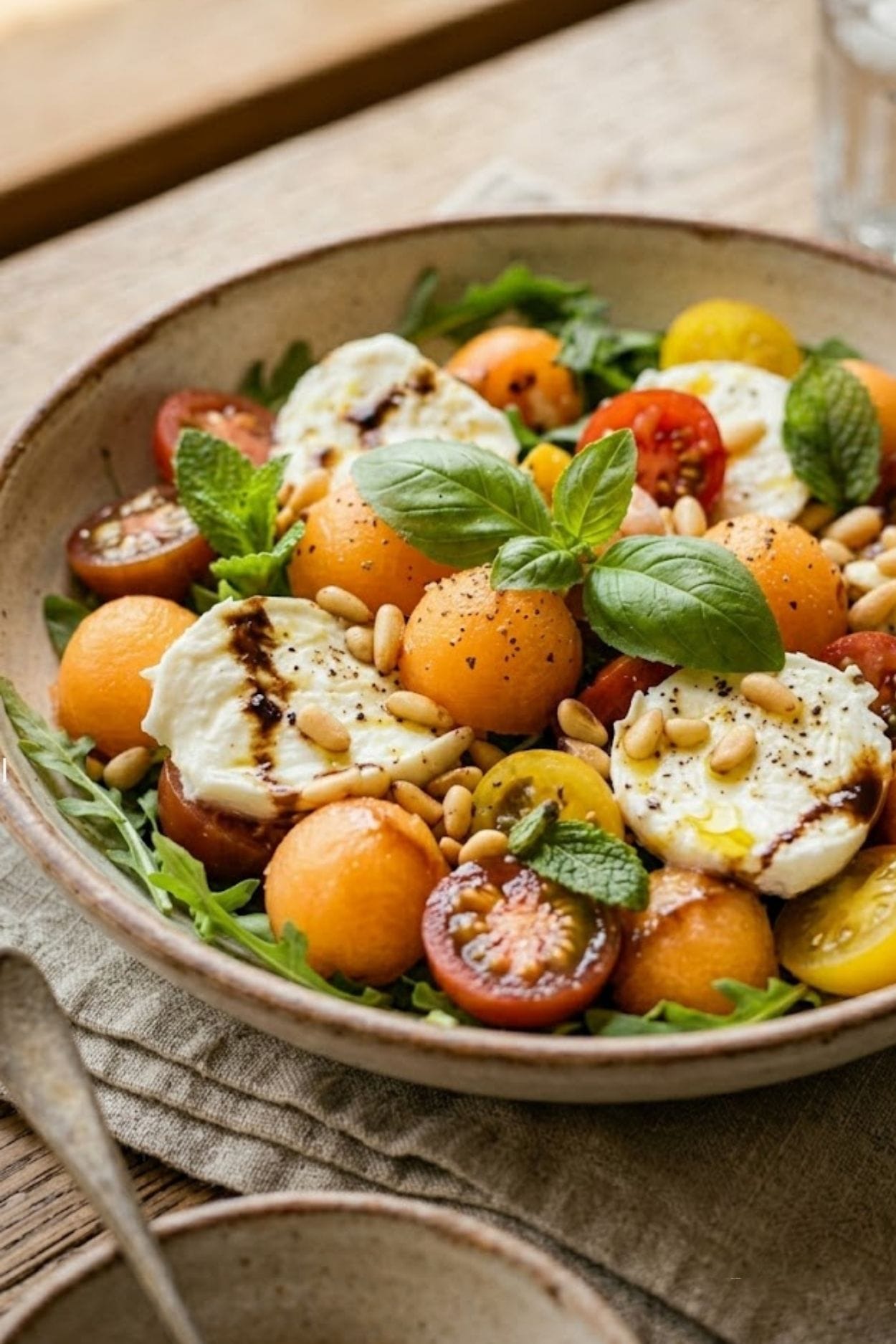 Salade de melon et mozzarella di bufala