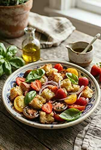 Salade panzanella aux fraises