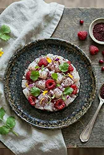 Tartare de daurade aux framboises et sumac et sumac