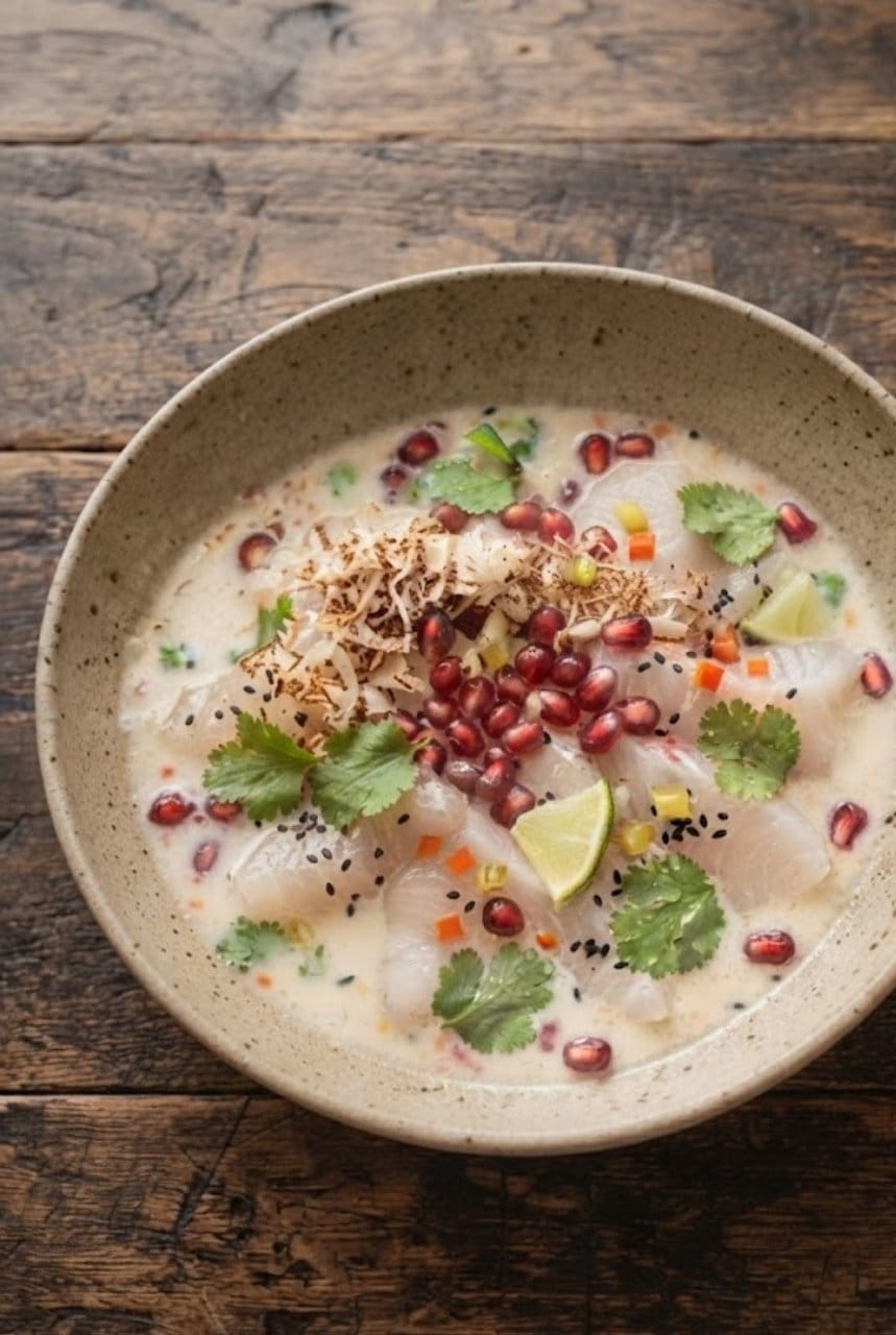 Ceviche de daurade au lait de coco et yuzu