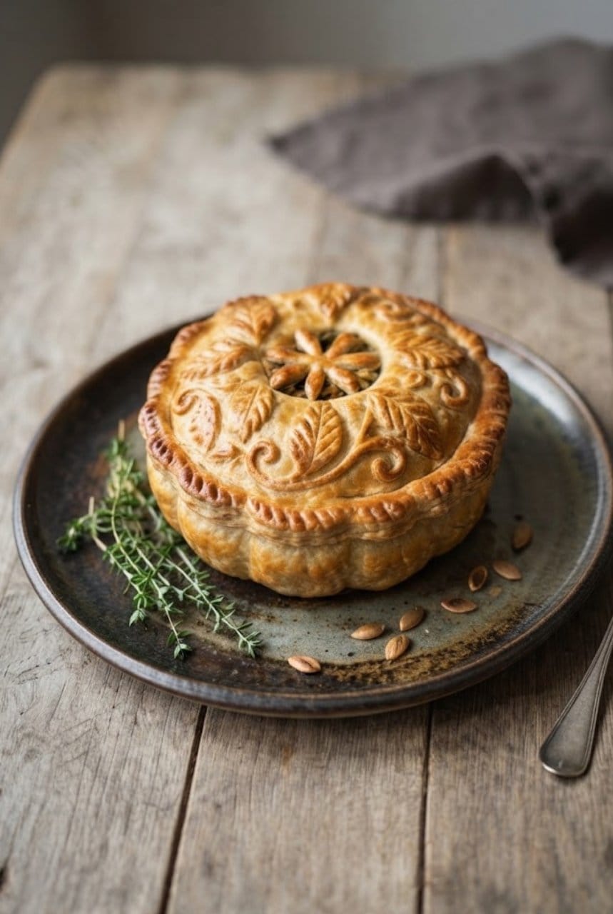 Tourte au potimarron et cèpes: L'accord explosif twisté au piment d'Espelette.