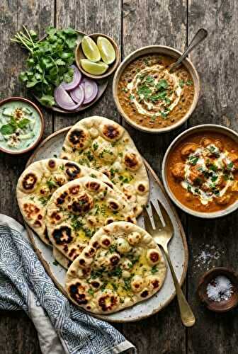 Naans indiens maison, sauce yaourt au cumin
