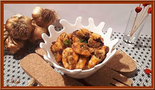 Crevettes à l’ail,  persil et sauce soja