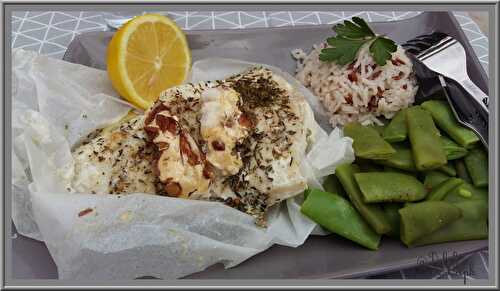 Filet de loup en papillote au thym citron et nougat