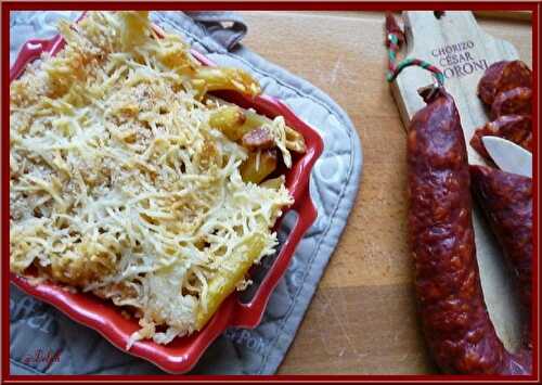 Gratin de pâtes au chorizo et au curry