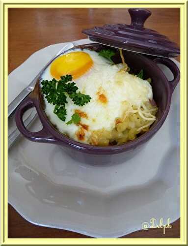 Oeuf cocotte aux coquillettes