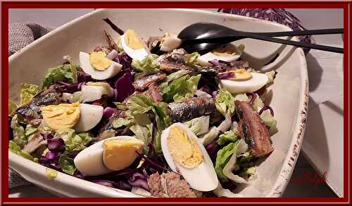 Salade de chou rouge aux sardines et œufs durs