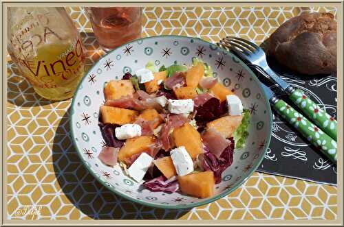 Salade feta jambon cru et melon