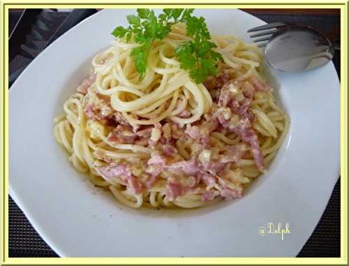 Spaghetti crèmes et lardons