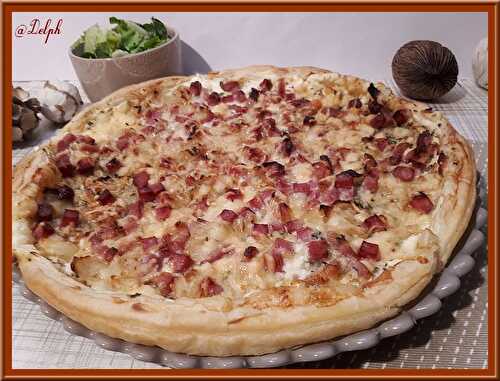 Tarte fine aux lardons et jambon