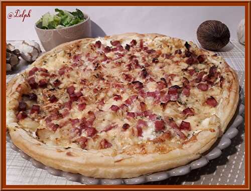 Tarte fine aux lardons et jambon