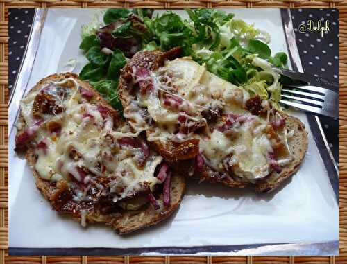 Tartines de chèvre , figue et canard