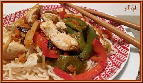 Wok de poulet aux poivrons