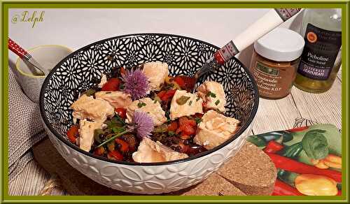 Salade de lentilles et légumes au saumon