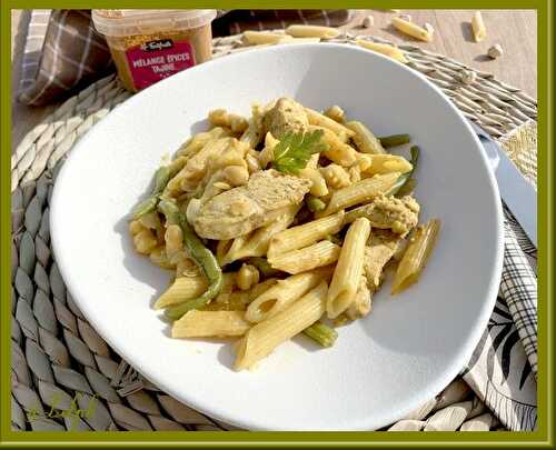 One pot pasta aux poix chiches, haricots verts et poulet