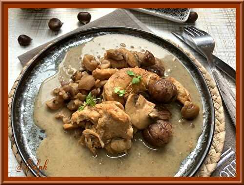 Aiguillettes de poulet aux châtaignes et champignons