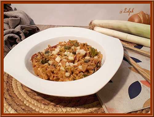 One pot pasta aux poireaux et chorizo