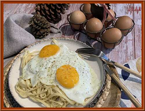 Spaghetti aux fromages et oeufs à  cheval de Philippe Etchebest