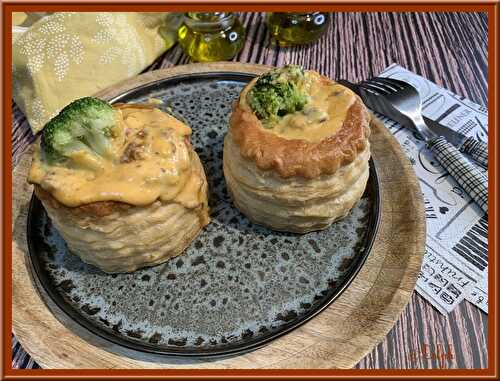 Vol au vent au chorizo, brocoli et champignons