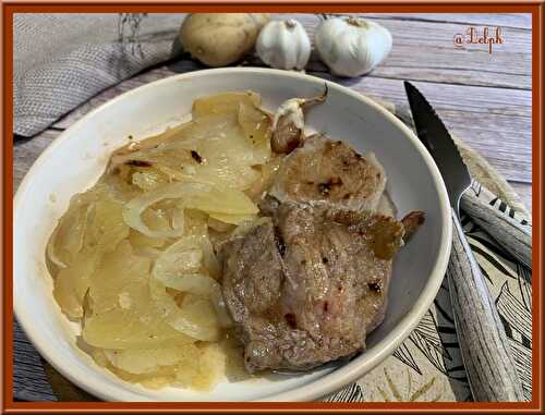 Rôti de veau et pommes de terre boulangère