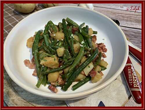 Poêlée de haricots verts, pommes de terre et lardons