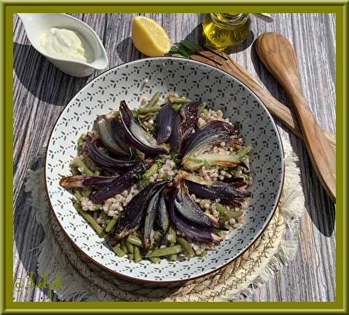 Salade de haricots verts au sarrasin et oignon rouge