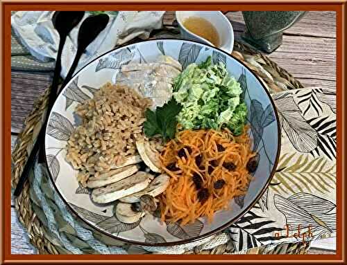 Bowl de chou chinois, carotte et poulet
