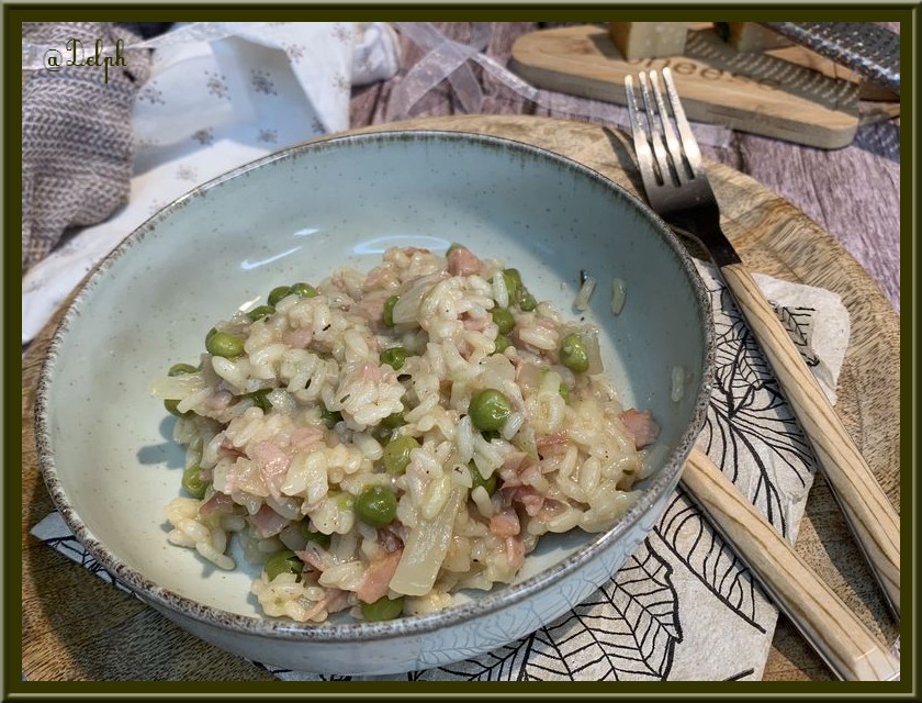 Risotto au bacon et petits pois au Cookéo