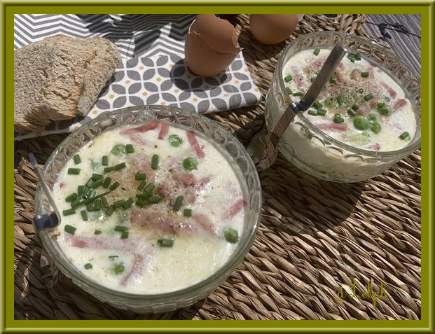 Oeufs cocotte aux petits pois