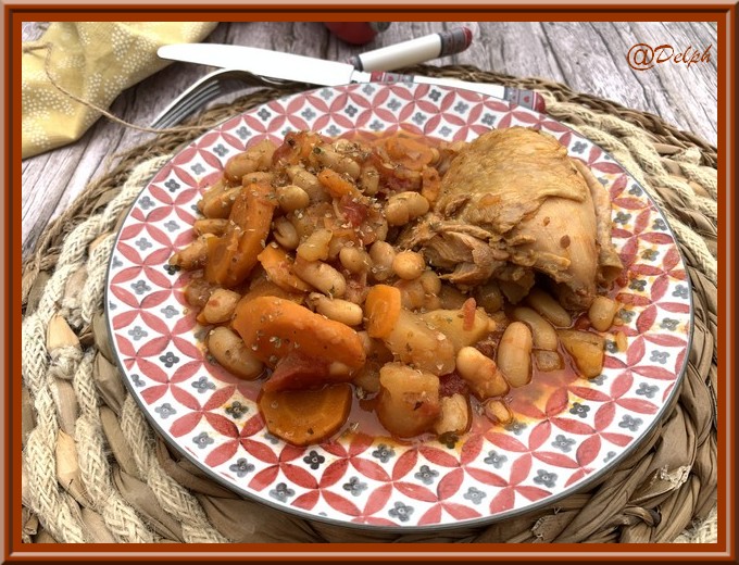 Haricots blancs et poulet, façon loubia au Cookéo