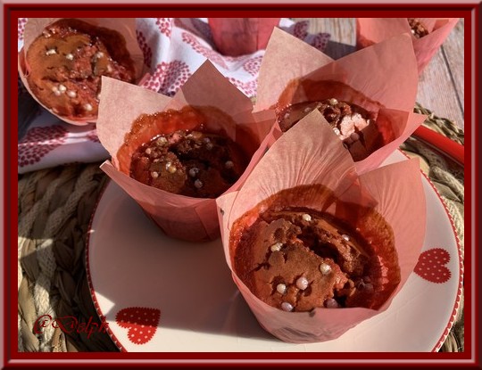 Muffins aux pralines roses