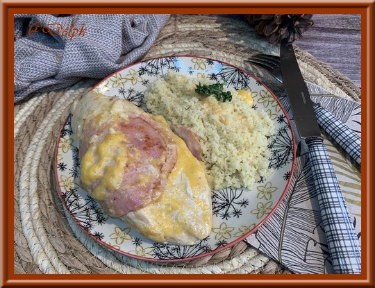 Blanc de poulet fondant au bacon et cheddar