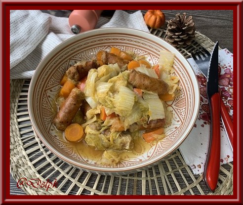 Merguez au chou chinois, potimarron et carottes