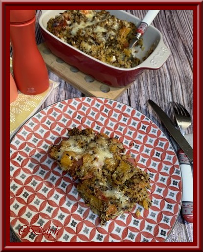 Gratin de courge butternut, quinoa au Comté