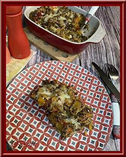 Gratin de courge butternut, quinoa au Comté