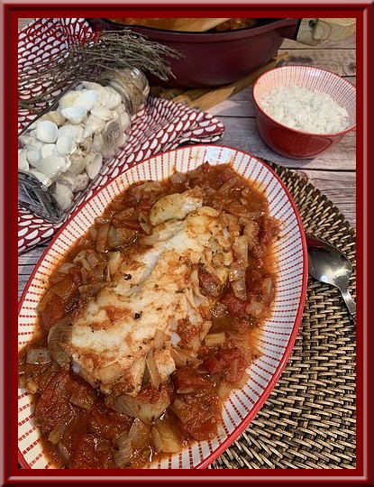 Dos de cabillaud au thym et à la tomate