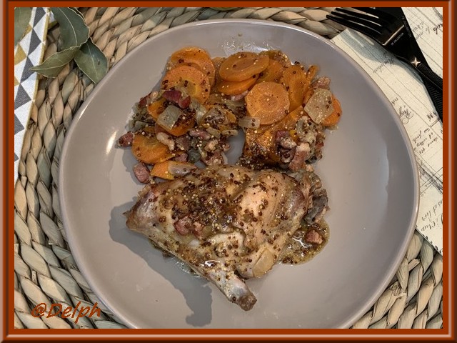 Lapin à la moutarde à l’ancienne et carottes