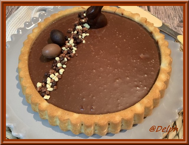 Tarte financière renversée et sa ganache au chocolat au lait caramel